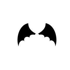 dark wing silhouette evil devil in the shadows Scary bat wings. Vector illustration 