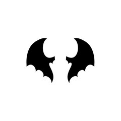 dark wing silhouette evil devil in the shadows Scary bat wings. Vector illustration 