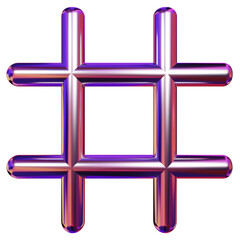 3D shape Iridescent hashtag symbol