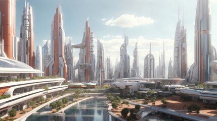 Fototapeta na wymiar Future city. AI Generative