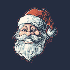 santa head christmas mascot logo illustration