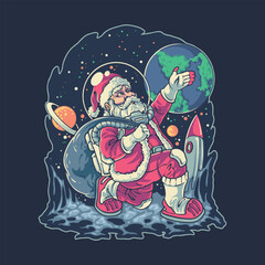 space santa christmas vector  illustration