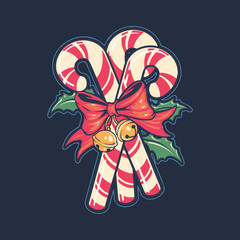 christmas candy canes mascot logo illustration