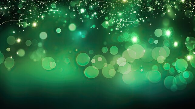 Christmas background with green lights