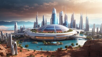 Future city. AI Generative