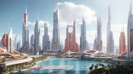 Fototapeta premium Future city. AI Generative