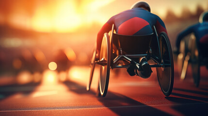The thrill of wheelchair racing - obrazy, fototapety, plakaty