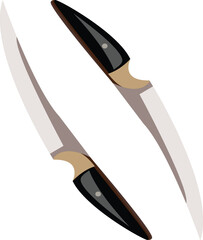 Vector Kitchen Knife Clipart with Plastic Handle Flat Design