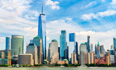 Lower Manhattan in New York City as seen from Jersey City. United States