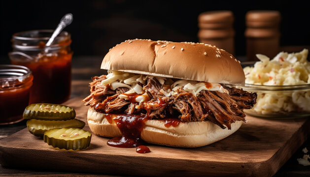 memphis style bbq rib sandwich with coleslaw