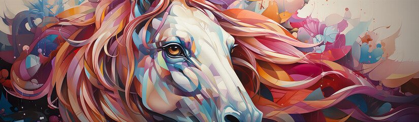 Graphic Illustration Of A Horse.  Illustration On The Theme Of Exhibitions And Art, Sculptures And Graphic Illustrations. Generative AI