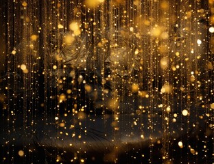 Fototapeta na wymiar A captivating cascade of golden lights creating a luxurious and opulent atmosphere. Perfect for event backdrops, celebrations, or luxury brand advertising.