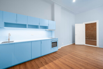 build in kitchen or kitchenette in new apartment room