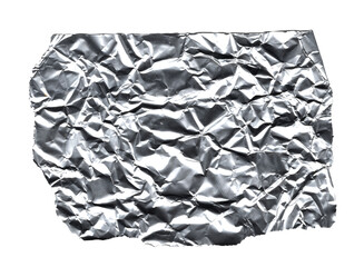 crumpled silver foil on isolated png background