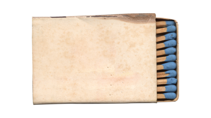 vintage worn old pack of matches on png transparent background
