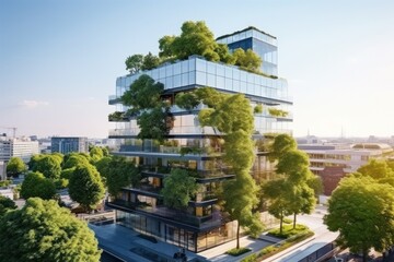 Sustainable Glass Office in Urban Environment - Green Workspace