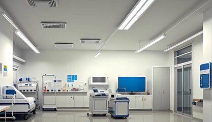 Illustration of Modern Hospital Room