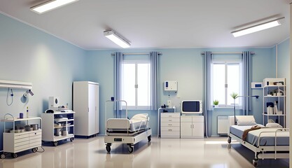 Illustration of Modern Hospital Room