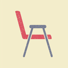 Folding Chair icon, Portable Chair vector illustration in retro style.