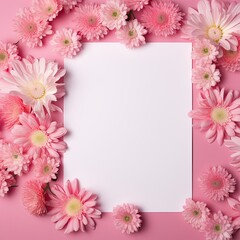 Fototapeta na wymiar Pink flower background with an empty space for note