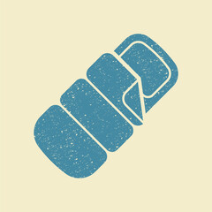 Flat fabric sleeping bag icon in retro style