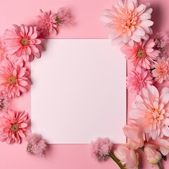 Obraz premium Pink flower background with an empty space for note