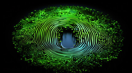 Vibrant Neon Green Fingerprint. Generative AI