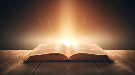 Bright light comes from Christian Bible, Bible study concept.