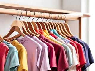 Obraz premium clothes hanging on hangers Generative Ai