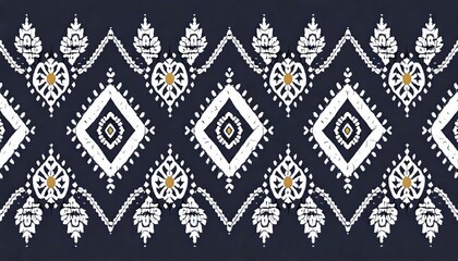 Fototapeta premium Ikat tribal Indian seamless pattern. Ethnic Aztec fabric carpet mandala ornament native boho chevron