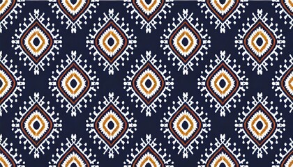 Ikat tribal Indian seamless pattern. Ethnic Aztec fabric carpet mandala ornament native boho chevron
