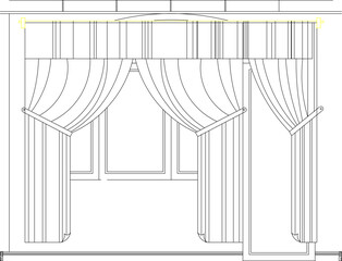 Vector sketch illustration of curtain design for interior divider