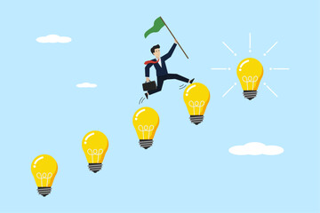Developing business ideas or improving brilliant ideas, concepts that lead to business success, smart business people run on an ever-increasing bulb of ideas.