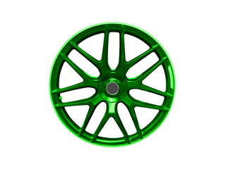 Obraz premium Car alloy wheel isolated on white background. New alloy wheel for a car on a white background. Alloy rim isolated. Car wheel disc