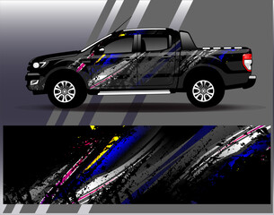 Car wrap design vector.Graphic abstract stripe racing background designs for vehicle, rally, race, adventure and car racing livery