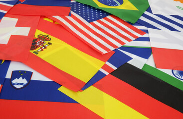 Flags of different countries as background.