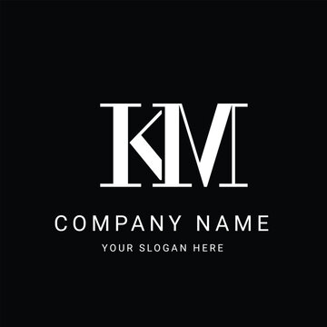 KM Letter Initial Logo Design Template Vector Illustration