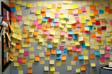 sticky note on wall. Generative AI