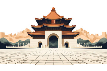 Fototapeta premium Chiang Kai-shek Memorial Hall illustration isolated on white background