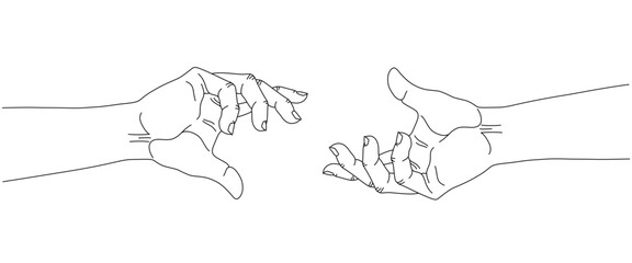 extending hand line art.