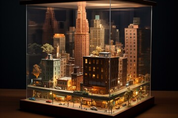 Contemporary diorama showcasing NYC-inspired miniature architecture. Generative AI