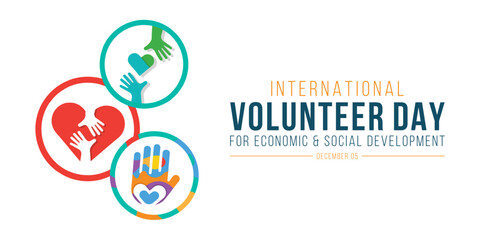 Vector illustration of International Volunteer day is observed every year on December 5, to promote volunteering and recognize volunteer contributions to the achievement