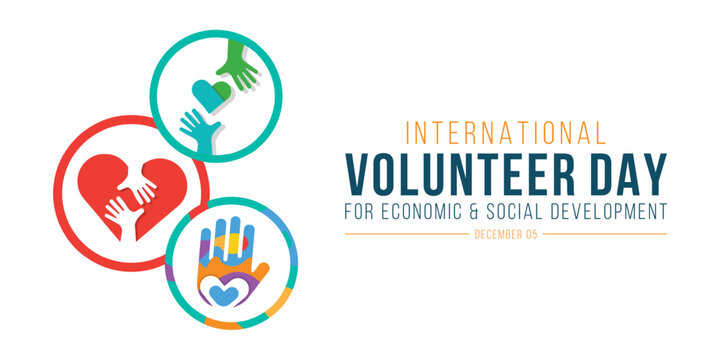 Vector illustration of International Volunteer day is observed every year on December 5, to promote volunteering and recognize volunteer contributions to the achievement - Powered by Adobe