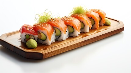 Japanese sushi on a black and white background Generate AI