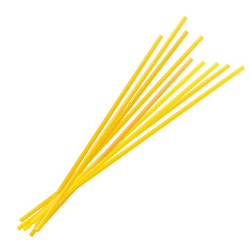 Spaghetti, Bucatini Or Perciatelli Pasta On White