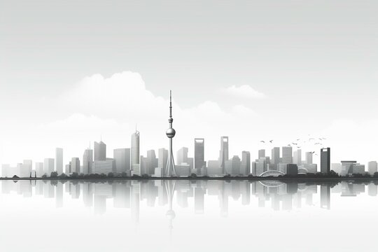 Minimalistic representation of Tokyo skyline. Generative AI