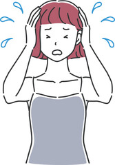 困った表情で頭を抱える女性のイラスト素材