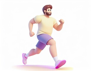 3D Character men with exercise clothes running. Man Run Exercise Jogging Marathon Speed Leader. AI generated.