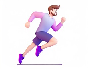 Fototapeta na wymiar 3D Character men with exercise clothes running. Man Run Exercise Jogging Marathon Speed Leader. AI generated.