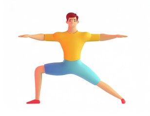Fototapeta na wymiar 3D Character with fitness yoga, Yoga in standing position, fitness cartoon practice yoga. AI generated.